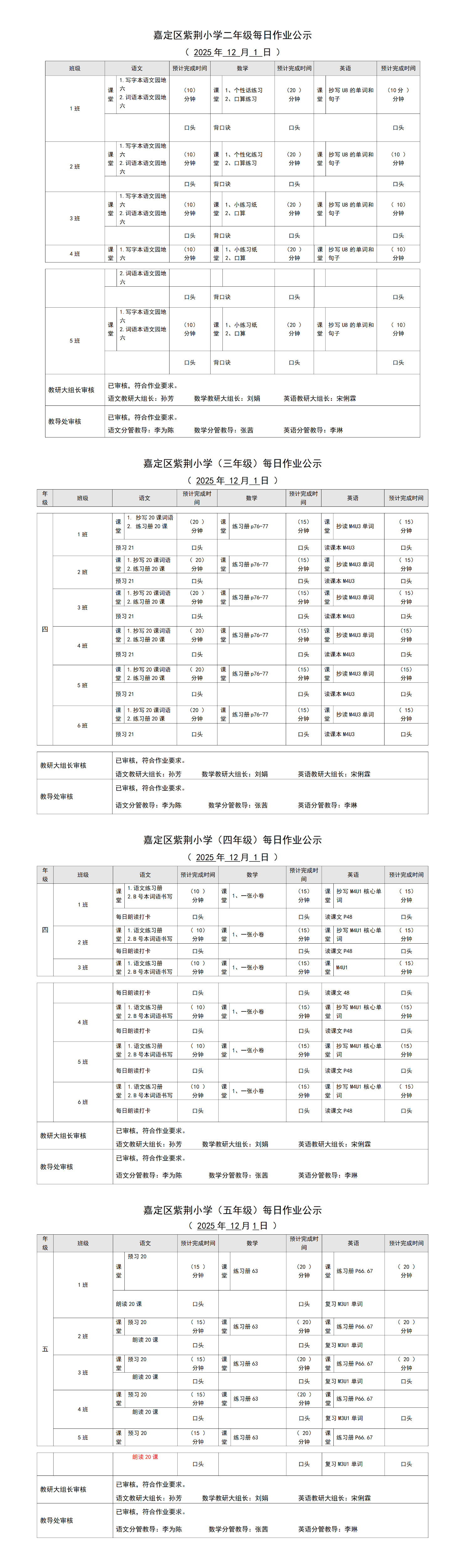 嘉定区紫荆小学每日课后作业公示20251201.png